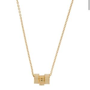 Marc by Marc Jacobs White Enamel Rollers Gold Necklace